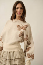 Load image into Gallery viewer, Butterfly Jacquard-Knit Cropped Turtleneck Sweater
