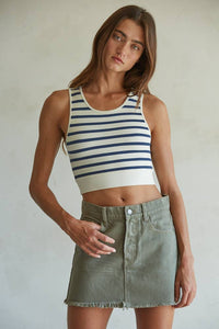 Knit Seamless Ribbed Striped Racerback Brami