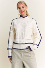 Load image into Gallery viewer, Cable-Knit with Piping Sweater
