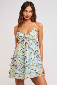 Floral Ruffle Mini Dress by Sky to Moon