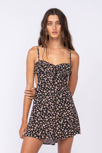 Black Floral Open Back Mini Dress from Sky to Moon