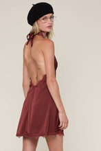 Load image into Gallery viewer, Satin Halter with Lace Mini Dress from Sky to Moon

