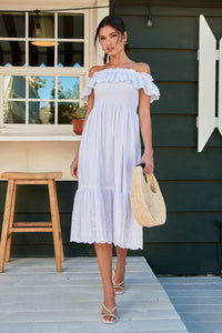 Esmeralda Smocked Eyelet Midi Dress