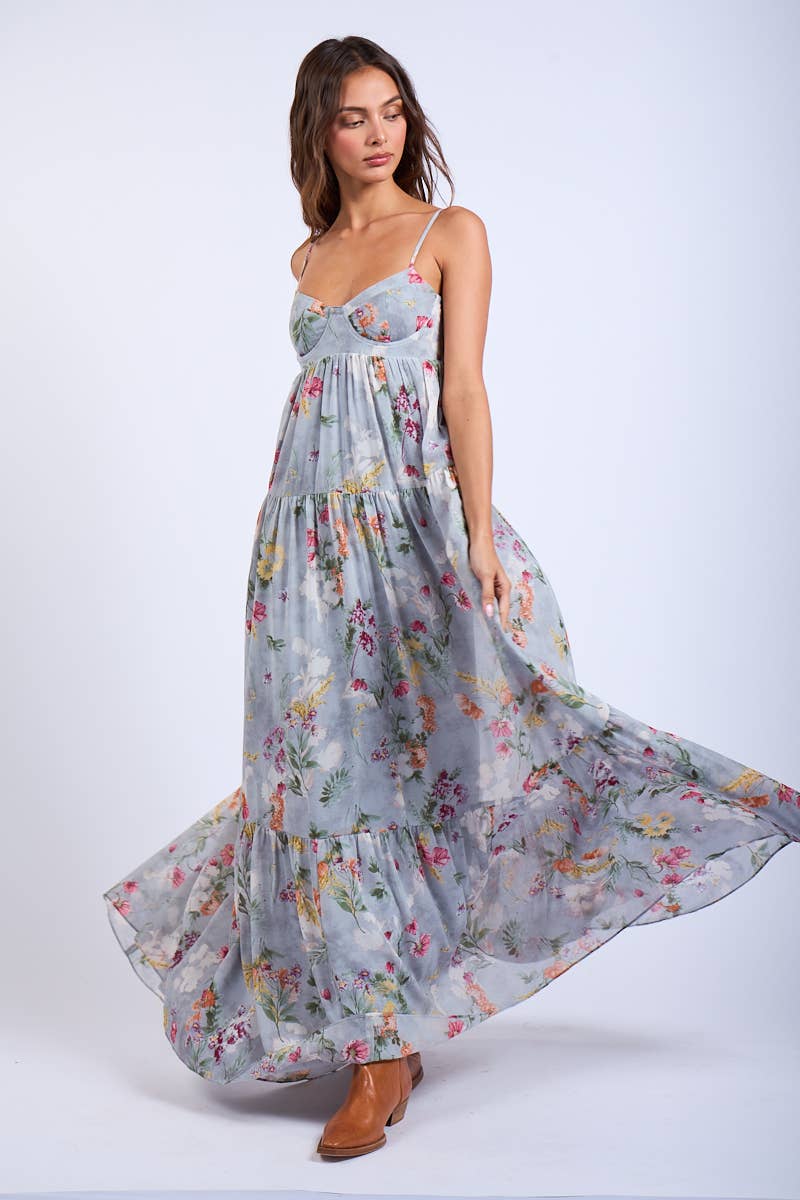 FLORAL OPEN BACK MAXI DRESS