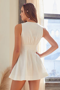 Lace Trimmed Linen Mini Dress