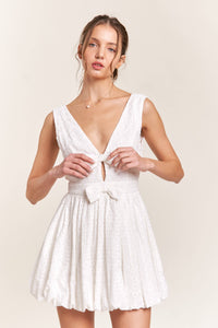 Eyelet Mini Dress with Bows