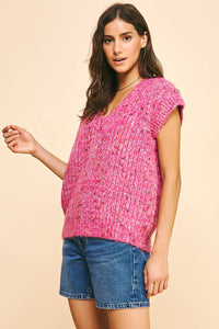 Magnolia Pink V-neck Sweater