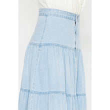 Load image into Gallery viewer, Tiered Denim Maxi Skirt - Light Wash
