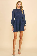 Load image into Gallery viewer, Glitter Satin Mini Dress - Navy
