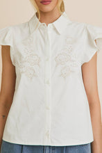 Load image into Gallery viewer, White Embroidered Ruffle Sleeve Blouse
