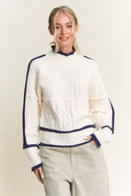 Load image into Gallery viewer, Cable-Knit with Piping Sweater
