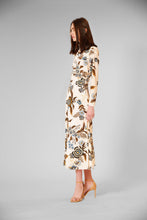 Load image into Gallery viewer, MIDI VELVET PRINTED DRESS W HIGH NECK
