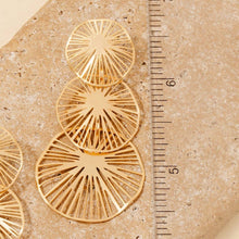 Load image into Gallery viewer, Triple Intricate Discs Dangle Earrings
