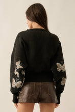 Load image into Gallery viewer, Butterfly Jacquard-Knit Cropped Turtleneck Sweater
