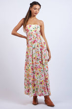 Load image into Gallery viewer, FLORAL OPEN BACK TIE TUBE MAXI DRESS
