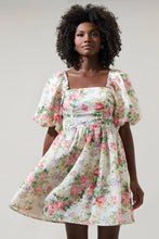 Load image into Gallery viewer, Peony Floral Eyelet Sonora Bubble Sleeve Babydoll Dress
