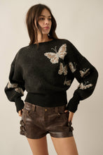 Load image into Gallery viewer, Butterfly Jacquard-Knit Cropped Turtleneck Sweater
