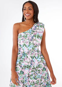 Caroline Gown Pink Abstract Floral Jacquard