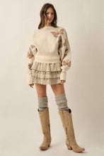 Load image into Gallery viewer, Butterfly Jacquard-Knit Cropped Turtleneck Sweater
