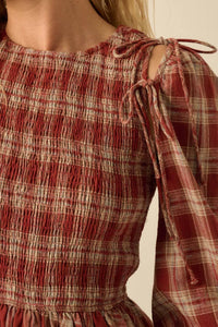 Plaid Flannel Smocked Bubble Mini Dress