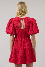 Load image into Gallery viewer, Red Jacquard Tiered Mini Dress
