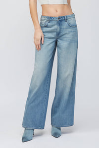 Hidden Extra Long Straight Leg Jeans in Medium Wash