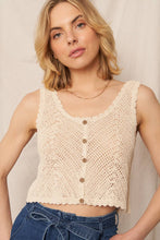 Load image into Gallery viewer, Sleeveless Crochet Top with Button Detail
