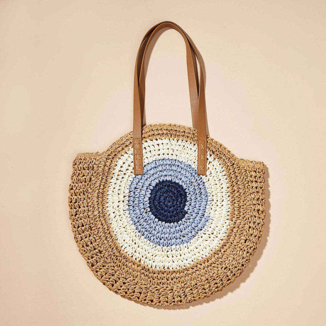 Straw Bag Evil Eye Tote Handbag