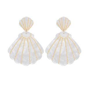 White Tortoise Statement Shell Earrings