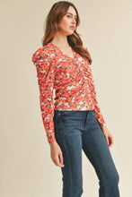 Load image into Gallery viewer, RUCHED BUTTON DOWN PUFF SLEEVE TOP MTP2571
