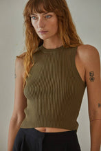 Load image into Gallery viewer, Knit Sweater Crew Neck Sleeveless Crop Top
