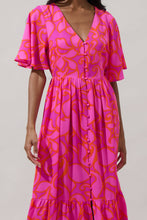 Load image into Gallery viewer, Inara Floral Evianna Button Down Flutter Maxi Dress
