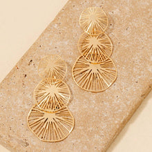 Load image into Gallery viewer, Triple Intricate Discs Dangle Earrings
