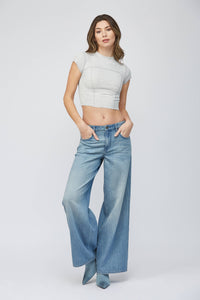 Hidden Extra Long Straight Leg Jeans in Medium Wash