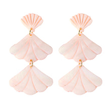 Load image into Gallery viewer, Pink Mermaid Shell Statement Drop Earrings
