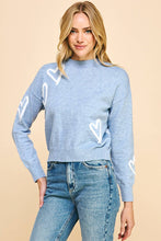 Load image into Gallery viewer, Be Mine Heart Sweater - Baby Blue or Gray
