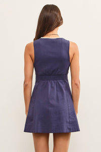 White Linen Button Front Mini Dress