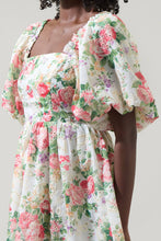 Load image into Gallery viewer, Peony Floral Eyelet Sonora Bubble Sleeve Babydoll Dress
