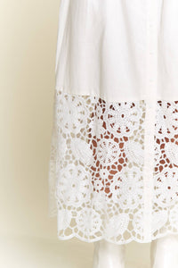 Lace Detail Button Down Long Skirt