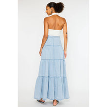 Load image into Gallery viewer, Tiered Denim Maxi Skirt - Light Wash
