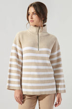 Load image into Gallery viewer, Coastal Striped Half Zip Sweater
