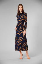 Load image into Gallery viewer, Abstract Print Long Sleeve Midi Dress
