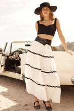 Load image into Gallery viewer, Textured Rickrack-Trim Tiered Ruffle Maxi Skirt

