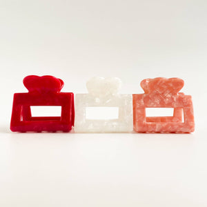 Isabella | VDay Small Heart Shape Marbled Square Claw Clip