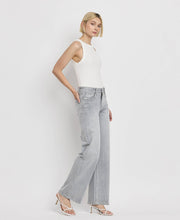 Load image into Gallery viewer, HIGH RISE LIGHT GREY WIDE LEG JEANS F5651
