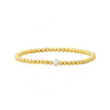 Load image into Gallery viewer, Pearl and Gold Beaded Ball Bracelet
