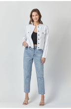 Load image into Gallery viewer, White Collarless Fitted Jacket
