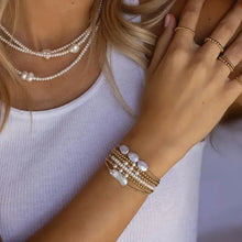 Load image into Gallery viewer, Pearl and Gold Beaded Ball Bracelet
