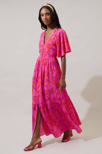 Load image into Gallery viewer, Inara Floral Evianna Button Down Flutter Maxi Dress
