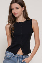 Load image into Gallery viewer, Sleeveless Crew Neck Button Down
